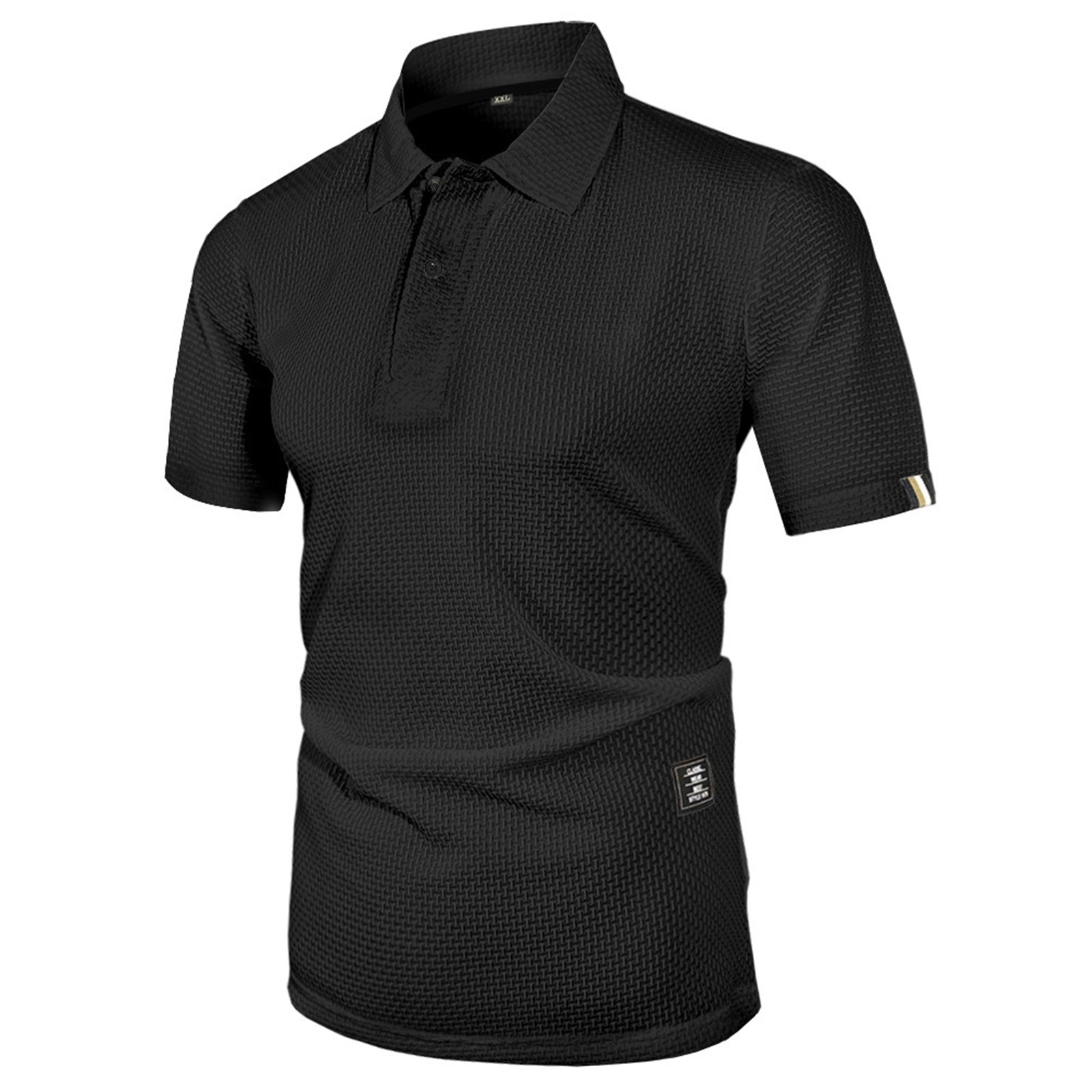 thumbnail image 5 of Camiseta informal de manga corta y color liso para hombre - Tejido ligero y transpirable - Cuello clásico para ocasiones informales de verano, 5 of 7